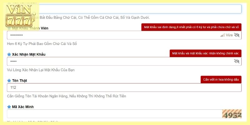 Một vài chú ý khi đăng ký trên Vin777