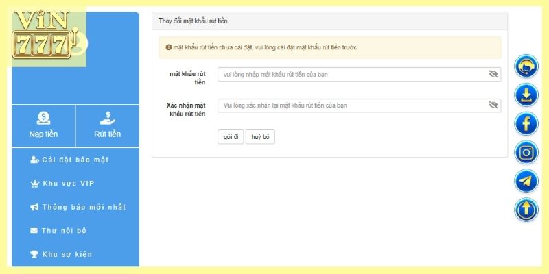 Người chơi cần thêm thông tin để rút tiền trên Vin777